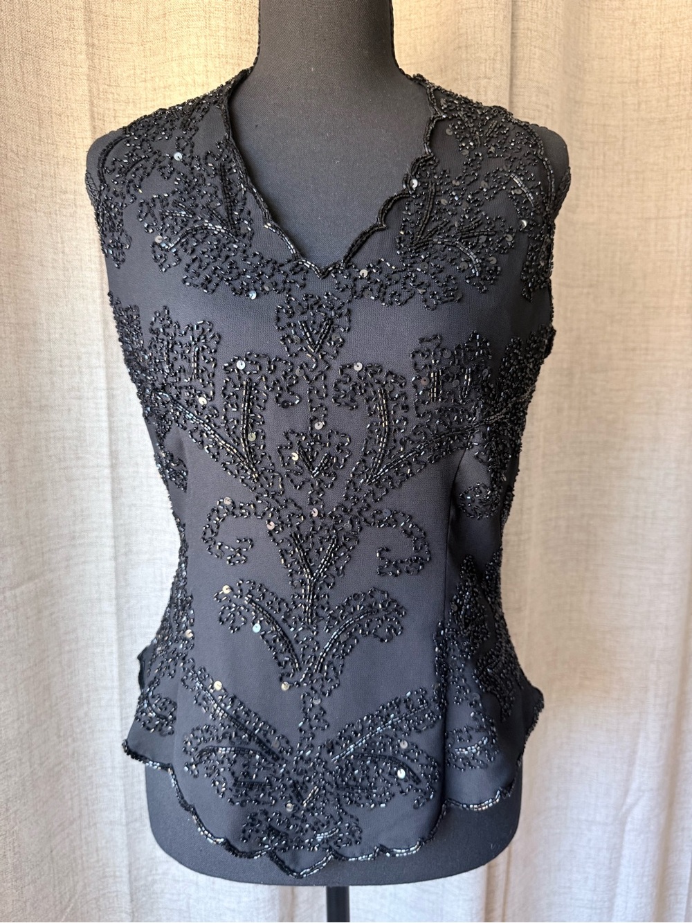 J Kara Black Beaded Top | Size M | NWT